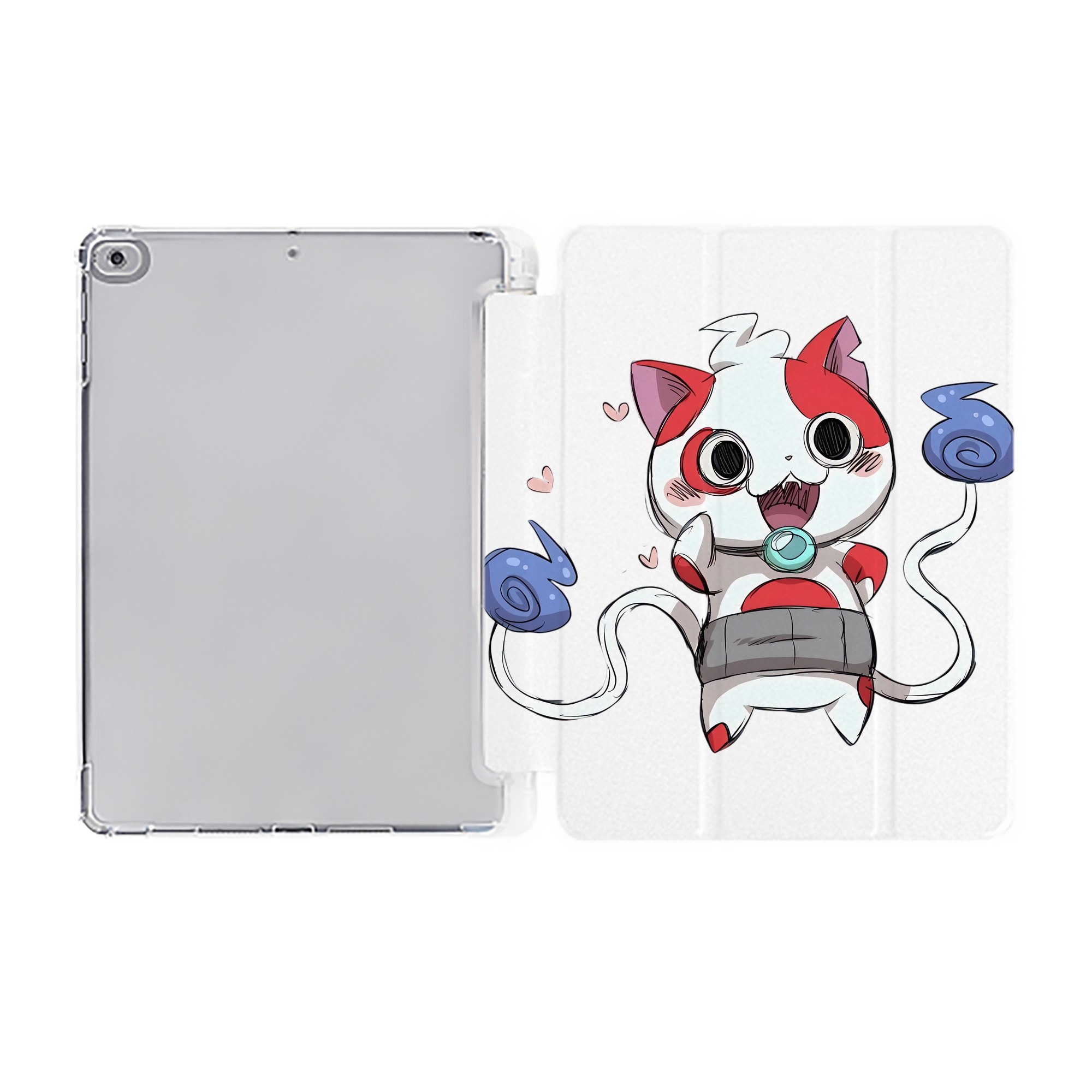 （画像用） 妖怪ウォッチ Yo-kai Watch IPad ケース ペン収納付き 三つ折りスタンド PUレザー×シリコン 対応機種9.5/10.5/10.9インチ